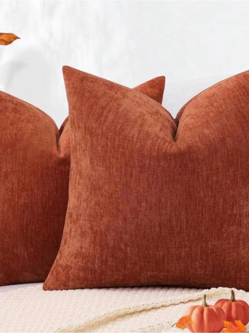 Plush Rust Velvet Accent Pillow - Case Only